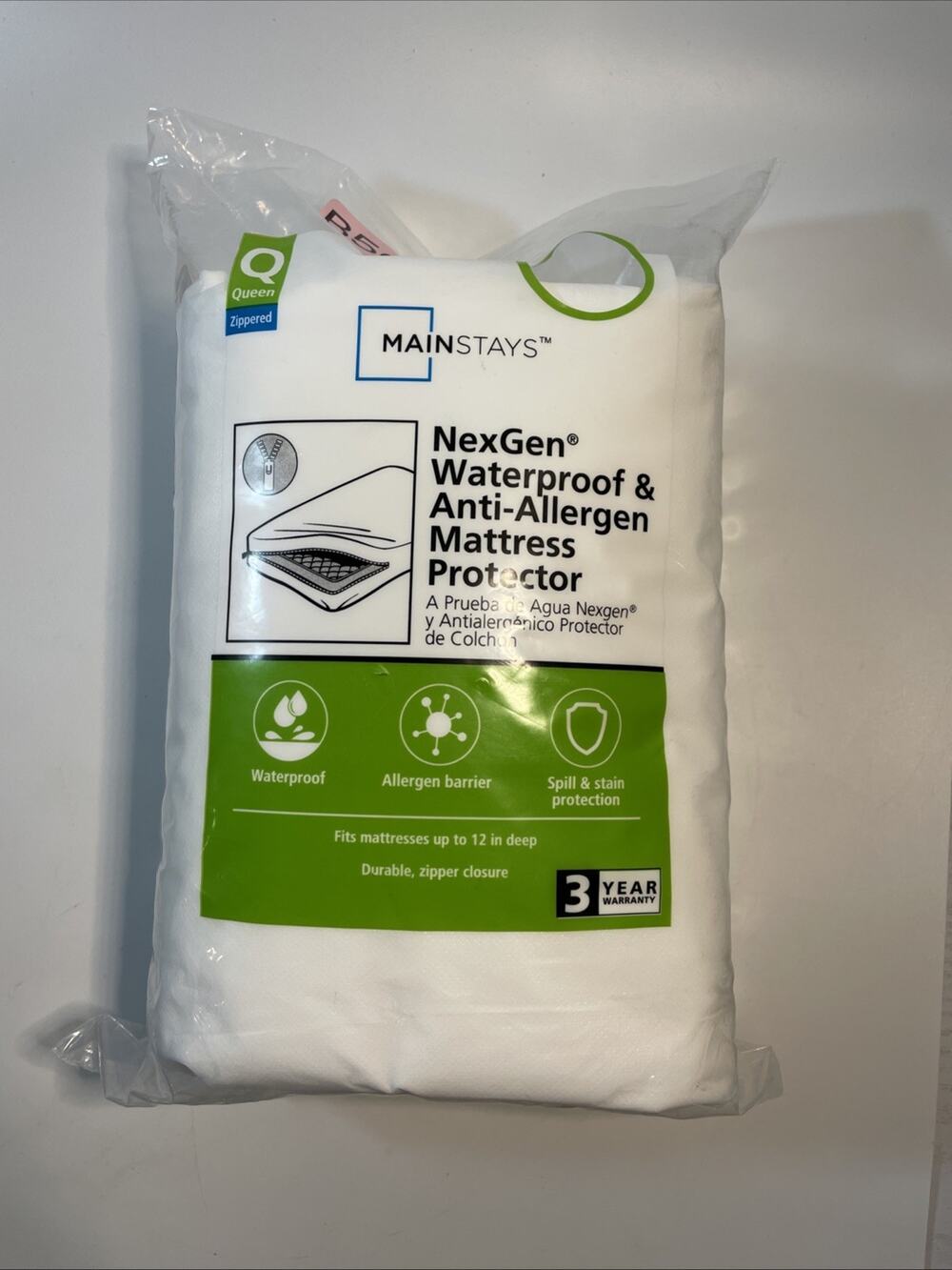 Mainstays Nexgen Waterproof & Anti Allergen Mattress Protector Zipper Queen New